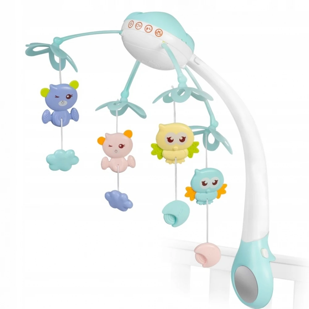 Jucarii muzicale - Carusel muzical pentru patut cu proiector, sunete si jucarii Ricokids - Albastru