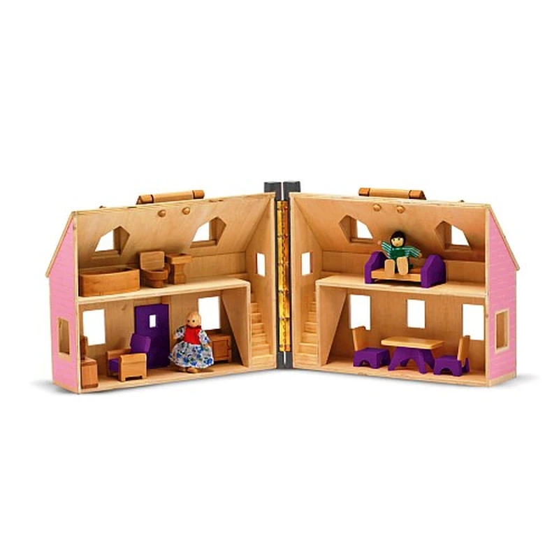 Casute pentru papusi - Casuta de papusi din lemn pliabila Melissa and Doug