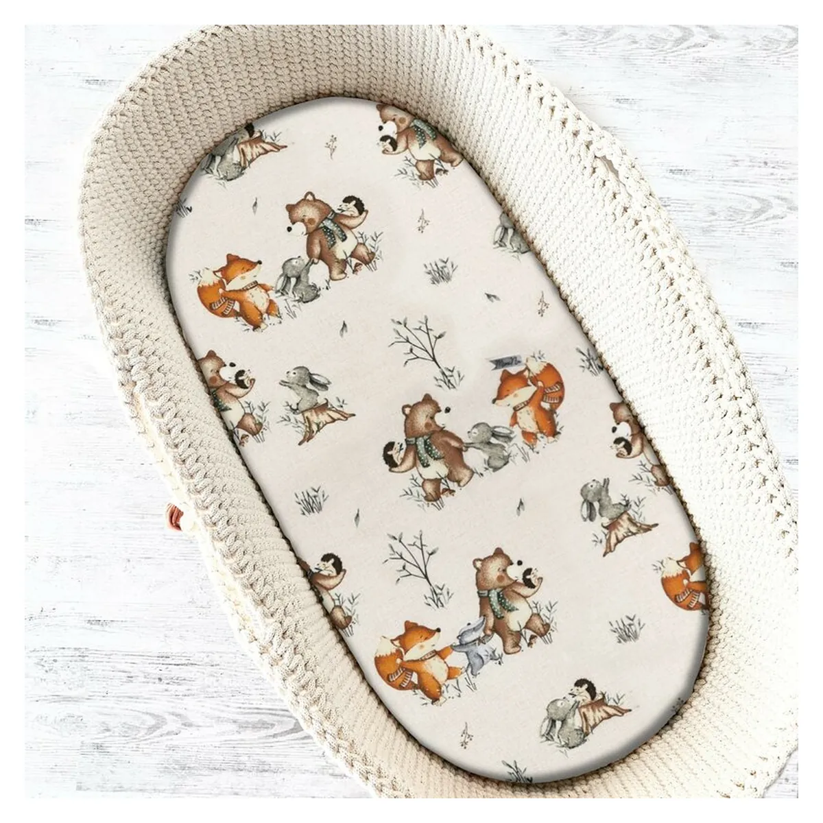 Somnul celor mici - Cearceaf cu elastic, MimiNu, Pentru landou, carucior si cosulet, 80x35 cm, bumbac 100%, Time for fun