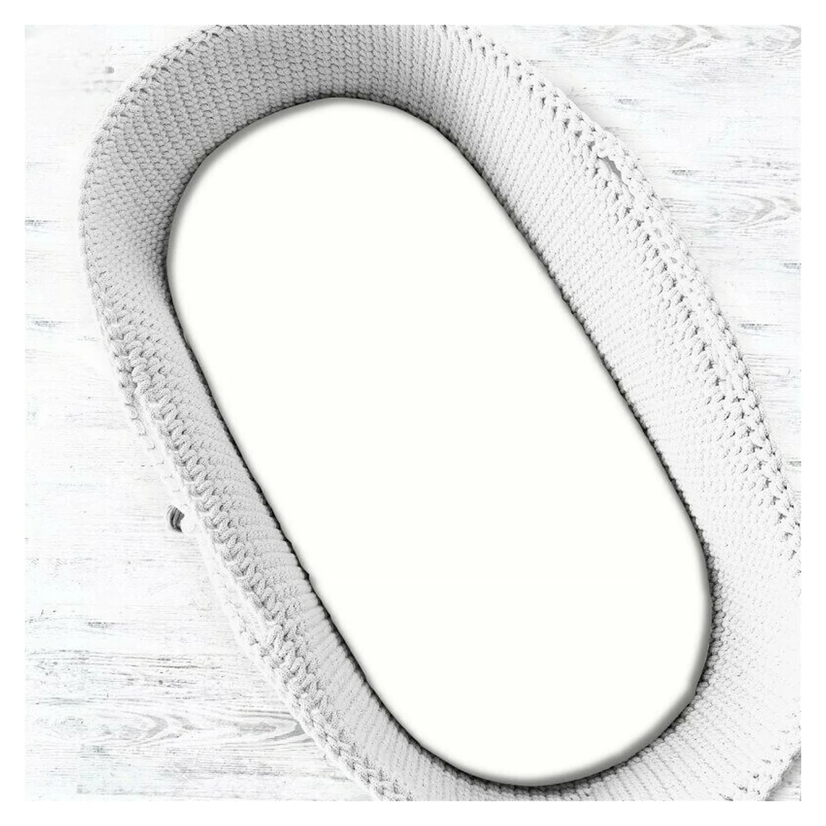 Somnul celor mici - Cearceaf cu elastic, MimiNu, Pentru landou, carucior si cosulet, 80x35 cm, Jerseu, Alb