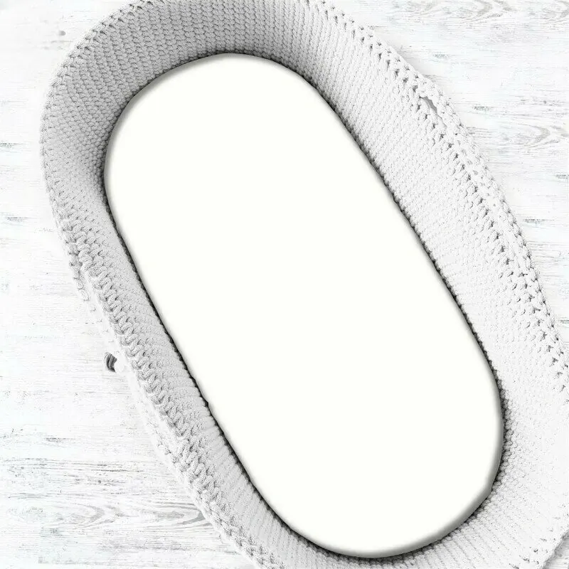 Camera copilului - Cearceaf cu elastic, MimiNu, Pentru landou, carucior si cosulet, 80x35 cm, Jerseu, Alb