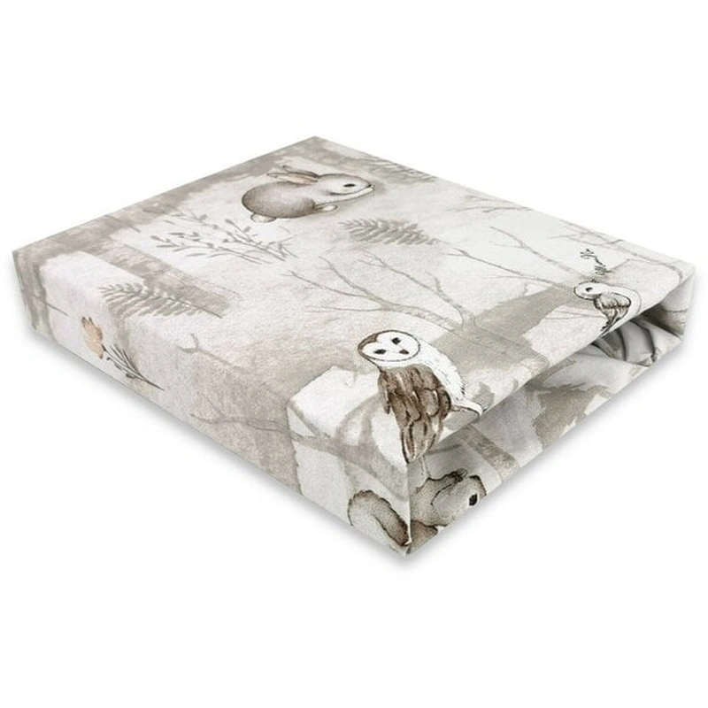Camera copilului - Cearceaf cu elastic, MimiNu, Pentru patut 120X60 cm, bumbac, Woodland