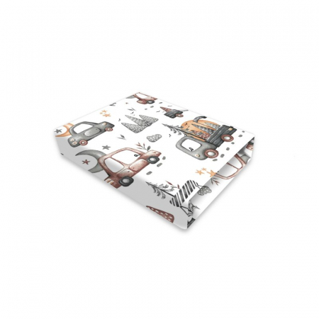 Cearceafuri pentru patut - Cearceaf cu elastic, MimiNu, Pentru patut 120X60 cm, Cars Grey