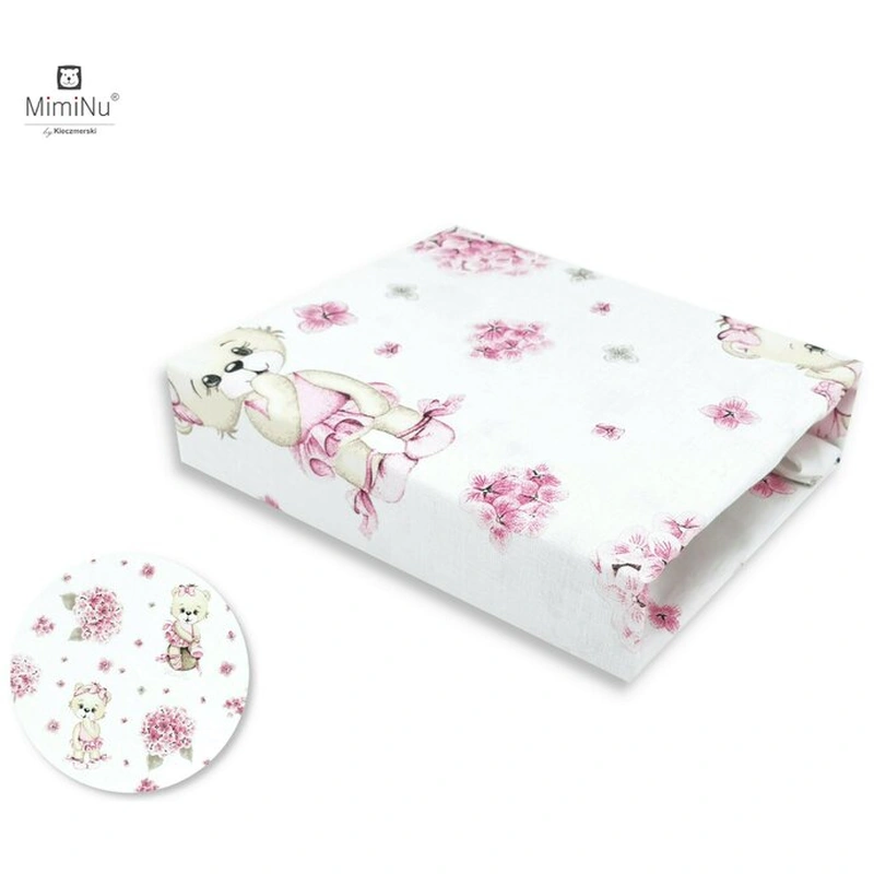 Camera copilului - Cearceaf cu elastic pentru patut leagan 90x40 cm, Din bumbac, Pink Ballerina
