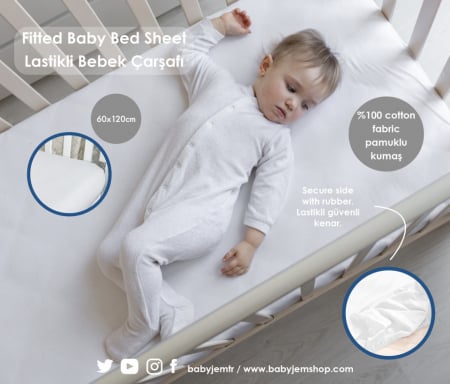 Cearceaf din bumbac cu elastic BabyJem [3]