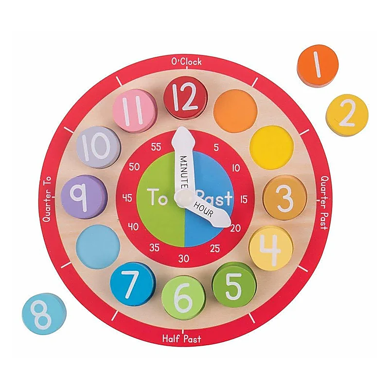 Ceas colorat din lemn BIGJIGS Toys 18 luni [1]