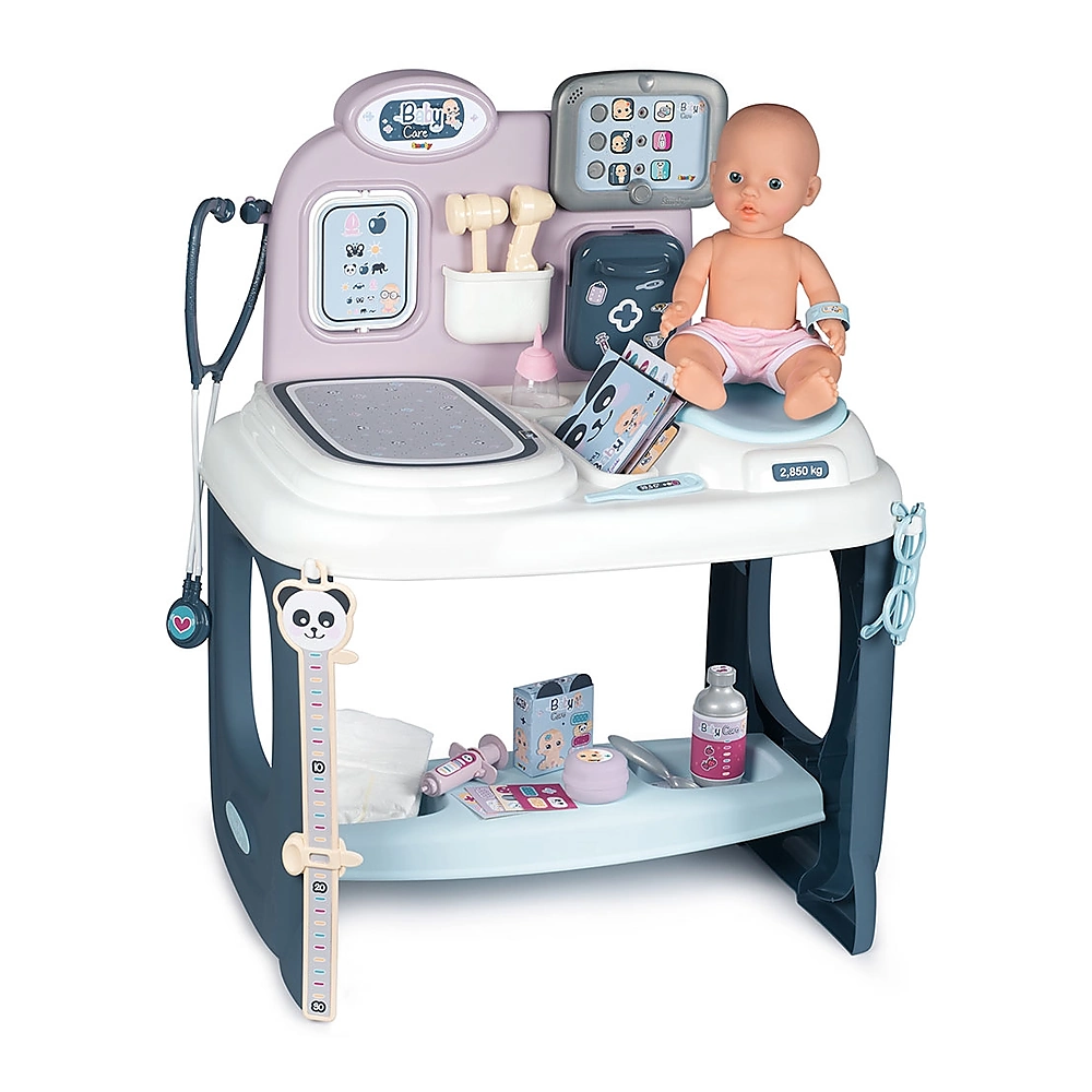 La doctor - Centru de ingrijire pentru papusi Smoby Baby Care Center cu papusa si accesorii