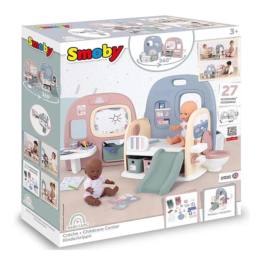 Centru de ingrijire pentru papusi Smoby Baby Care Childcare Center albastru roz cu accesorii [9]