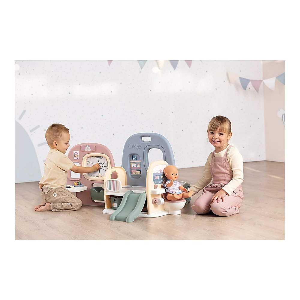 Centru de ingrijire pentru papusi Smoby Baby Care Childcare Center albastru roz cu accesorii [5]