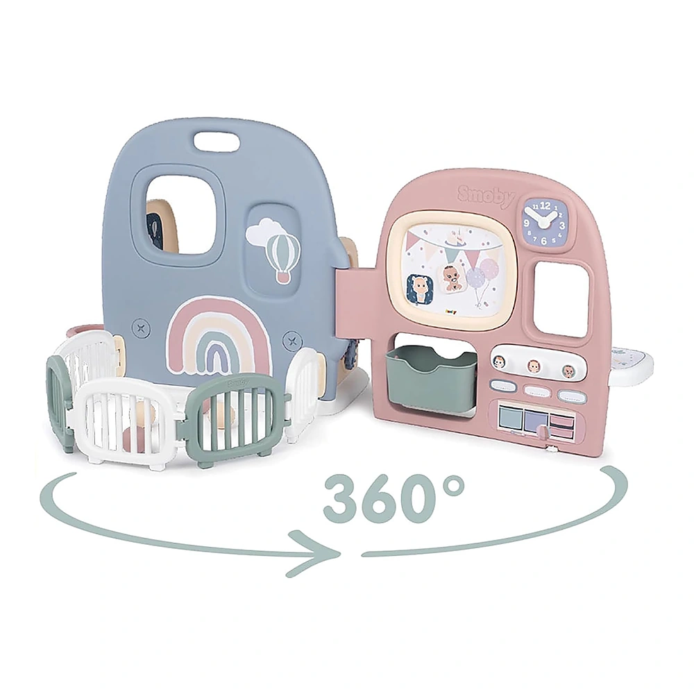 Centru de ingrijire pentru papusi Smoby Baby Care Childcare Center albastru roz cu accesorii [1]