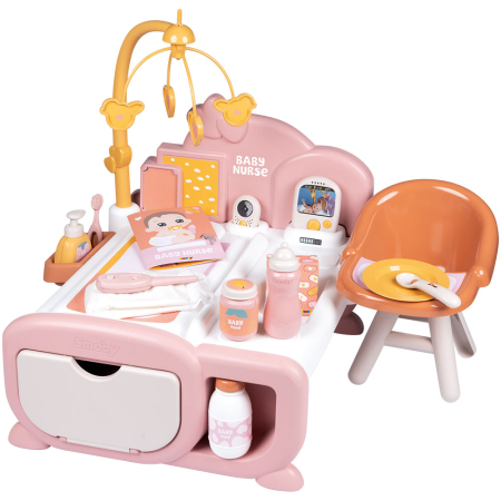 Papusi - Centru de ingrijire pentru papusi Smoby Baby Nurse Cocoon Nursery 3 in 1 cu 16 accesorii 3 ani +