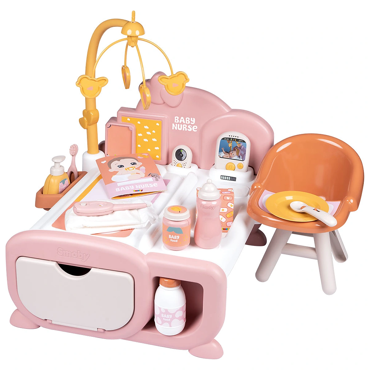 Mobilier pentru papusi - Centru de ingrijire pentru papusi Smoby Baby Nurse Cocoon Nursery 3 in 1 cu 16 accesorii 3 ani +