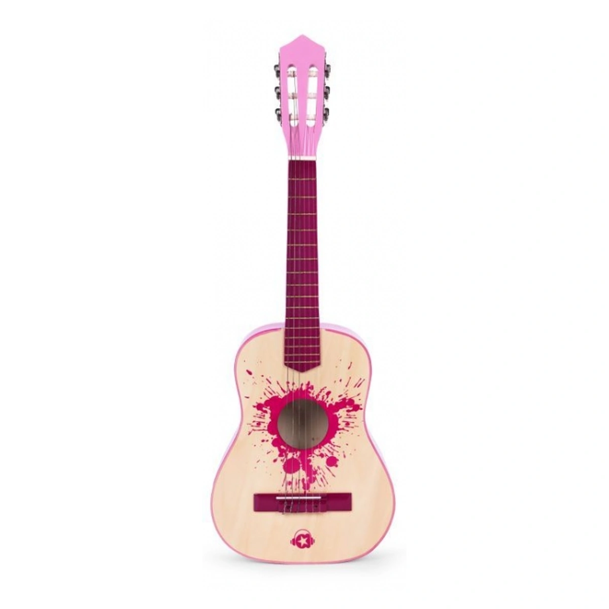 Instrumente muzicale - Chitara lemn 6 corzi copii Ecotoys Roz