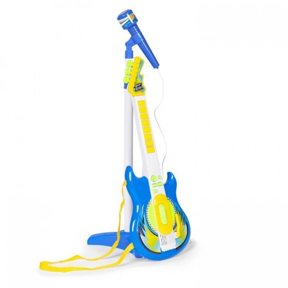 Instrumente muzicale - Chitara electrica si 2 microfoane pentru copii Ecotoys - Albastru