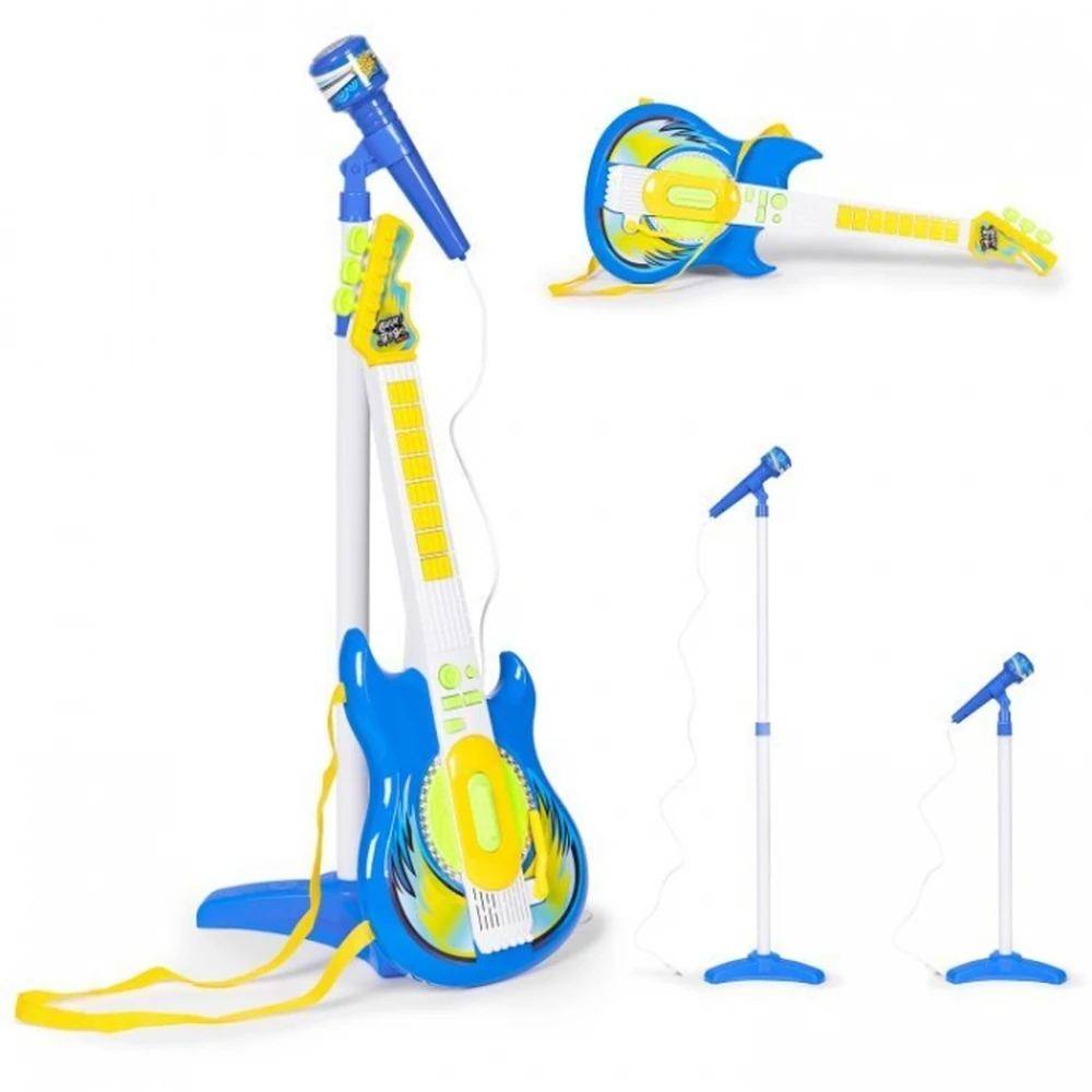 Chitara electrica si 2 microfoane pentru copii Ecotoys - Albastru [1]