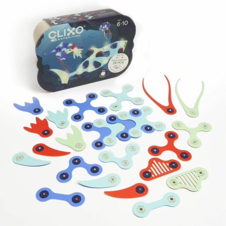 Jucarii - Clixo® joc magnetic de construit - Animalute marine ( 24 piese)