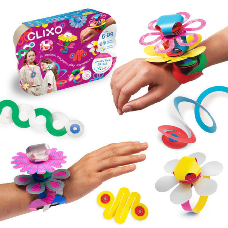 Jucarii - Clixo® joc magnetic de construit - Bijuterii colorate (28 piese)