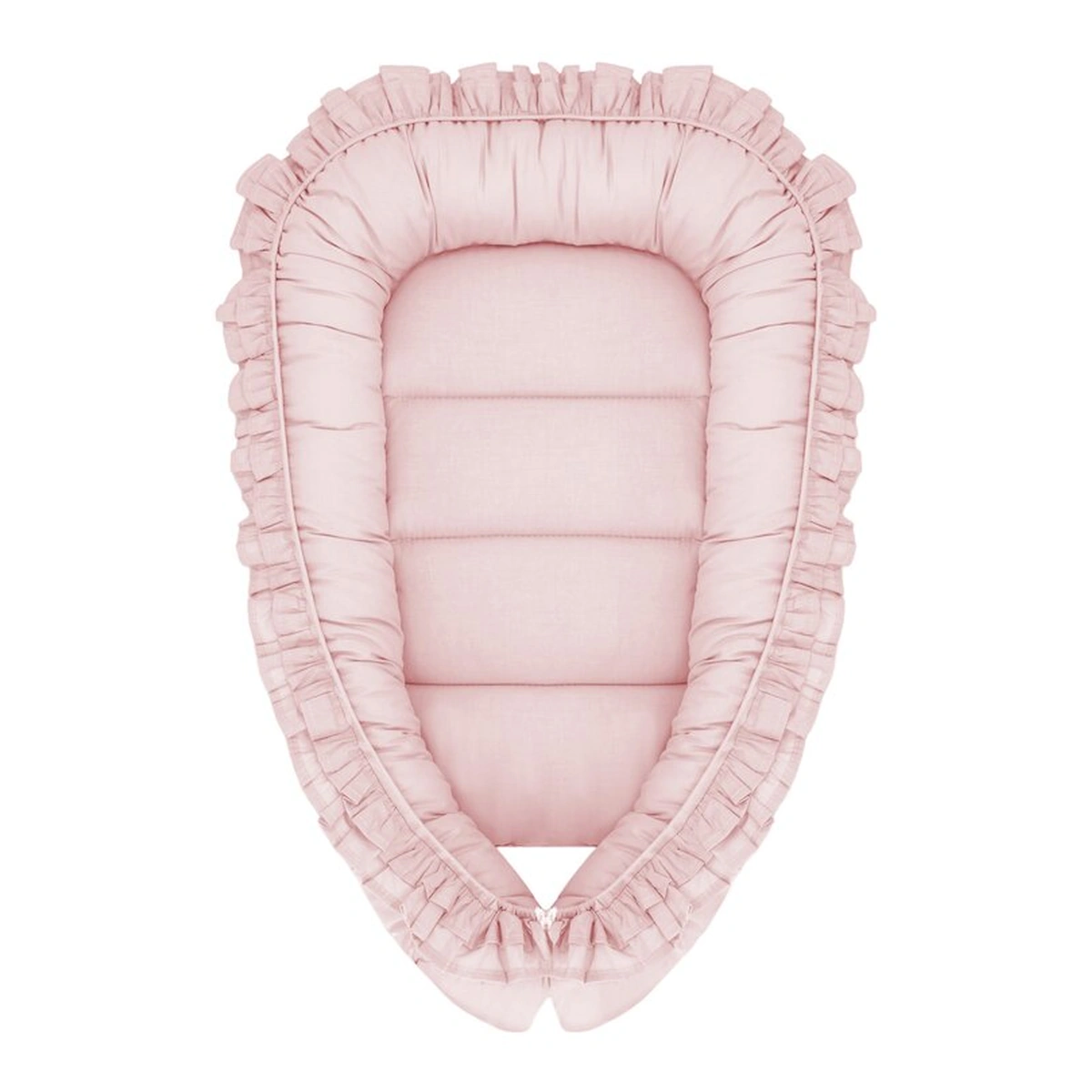 Somnul celor mici - Cosulet bebelus, MimiNu, Baby Nest 55 x 75 cm, Cu Volanase, Husa 100% bumbac, Colectia Royal, Powder Pink