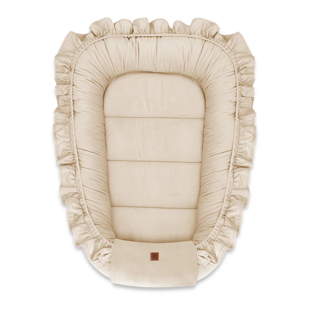 Baby nest - Cosulet bebelus, MimiNu, Pentru dormit, Baby Nest 55 x 75 cm, Cu Volanase, Din catifea, Nugat