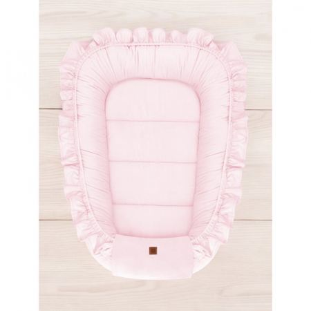 Cosulet bebelus, MimiNu, Baby Nest 55 x 75 cm, Cu Volanase, Din catifea, Pink [1]