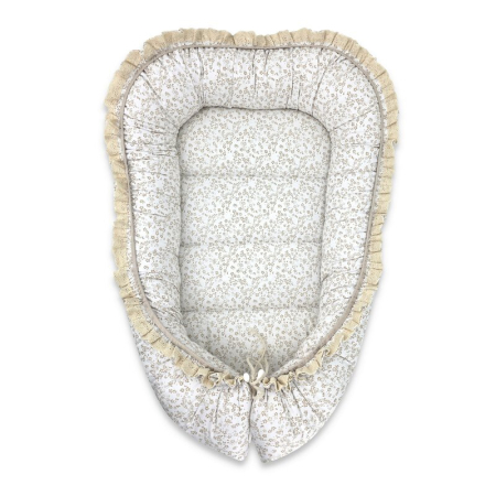 Somnul celor mici - Cosulet bebelus, MimiNu, Premium, Pentru dormit, Baby Nest 55 x 75 cm, Cu Volanase si dantela, Husa 100% bumbac, Din