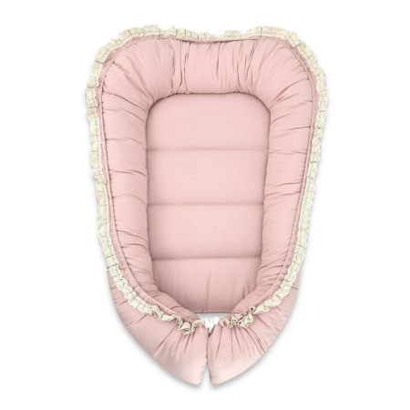 Somnul celor mici - Cosulet bebelus, MimiNu, Premium, Pentru dormit, Baby Nest 55 x 75 cm, Cu Volanase si dantela, Husa 100% bumbac, Din