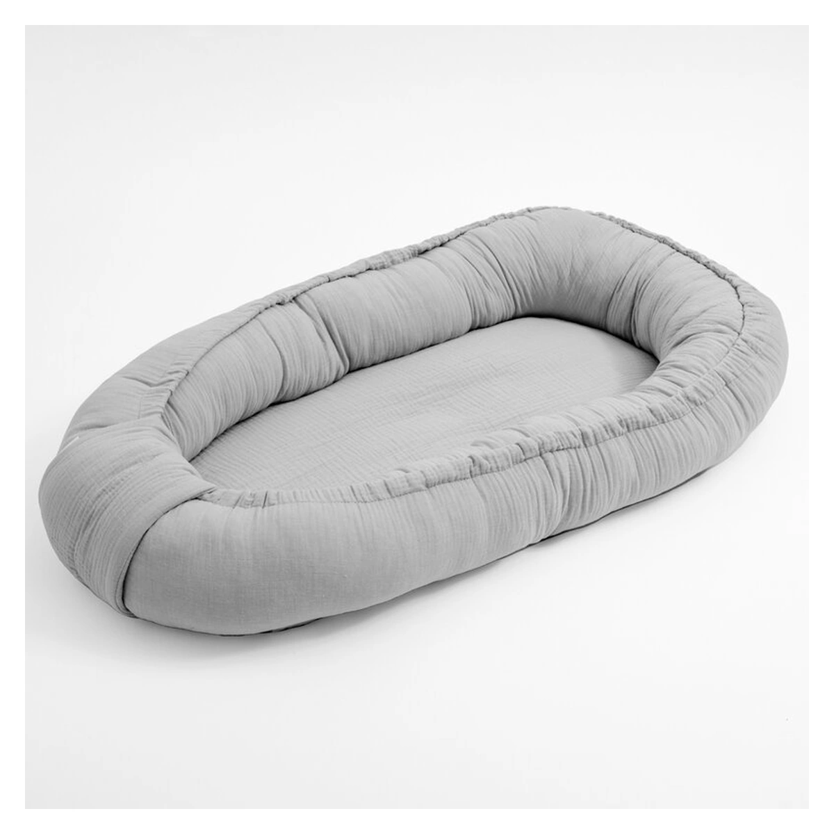 Somnul celor mici - Cosulet bebelus, New Baby, Baby Nest 80 x 50 cm, Din muselina, Light Grey