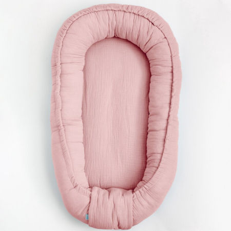 Cosulet bebelus, New Baby, Baby Nest 80 x 50 cm, Din muselina, Pink [2]
