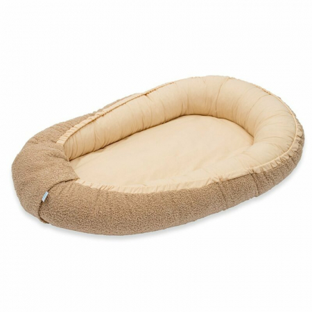Camera copilului - Cosulet bebelus, New Baby, Baby Nest, 80x50 cm, bumbac 100%, Tesatura teddy, Dark Beige