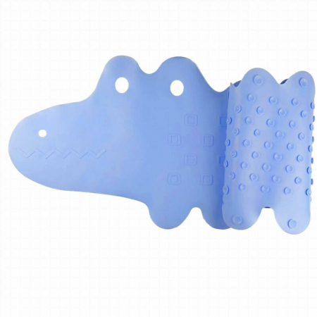 Suporturi si scaune baita - Covoras de baie, Bocioland, Antiderapant, Cu ventuze, Silicon, 33 x 90 cm, Crocodile Blue