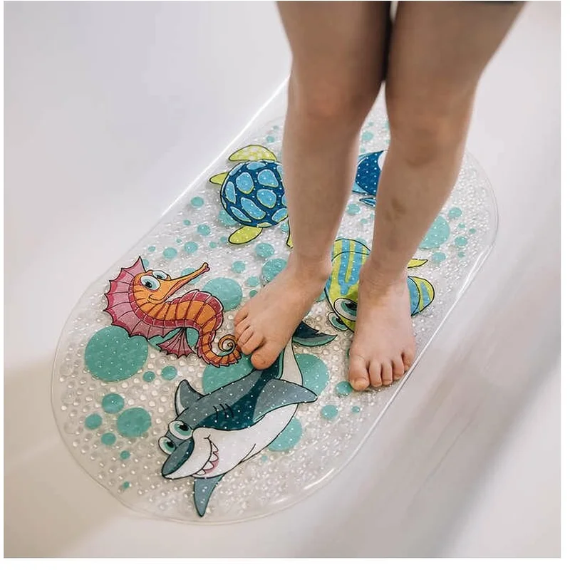Covoras de baie, FreeON, Antialunecare, Cu ventuze, 69x39 cm, Oval, Ocean [1]