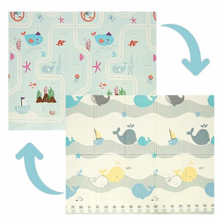 Jucarii bebelusi - Covoras de joaca, Bocioland, Water City, Pliabil, Protectie impotriva loviturilor, Dimensiune mare, 180 x 150 cm, Cu