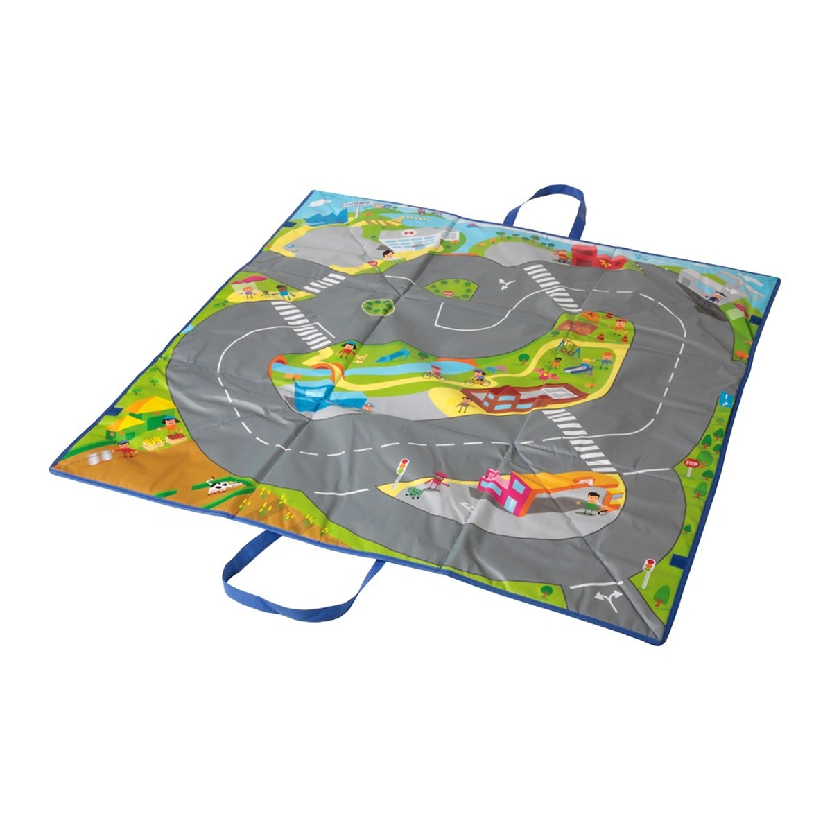 Saltelute si centre de activitati - Covoras de joaca si cutie pentru jucarii Trafic