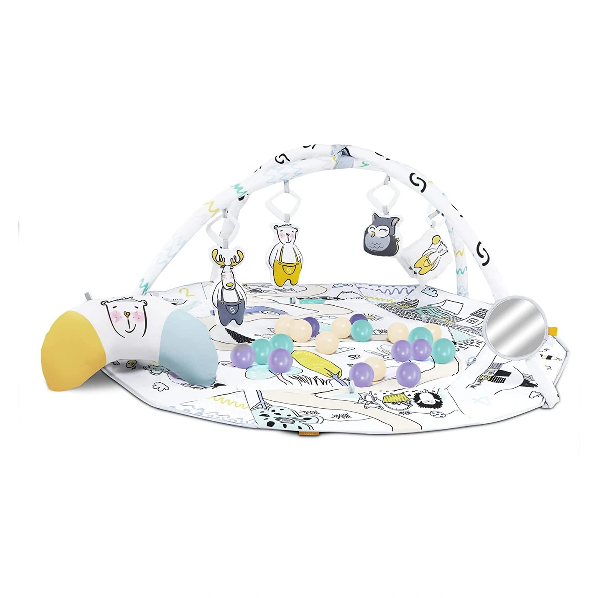 Saltelute si centre de activitati - Covoras senzorial si educativ 3 in 1 Skiddou Lykke