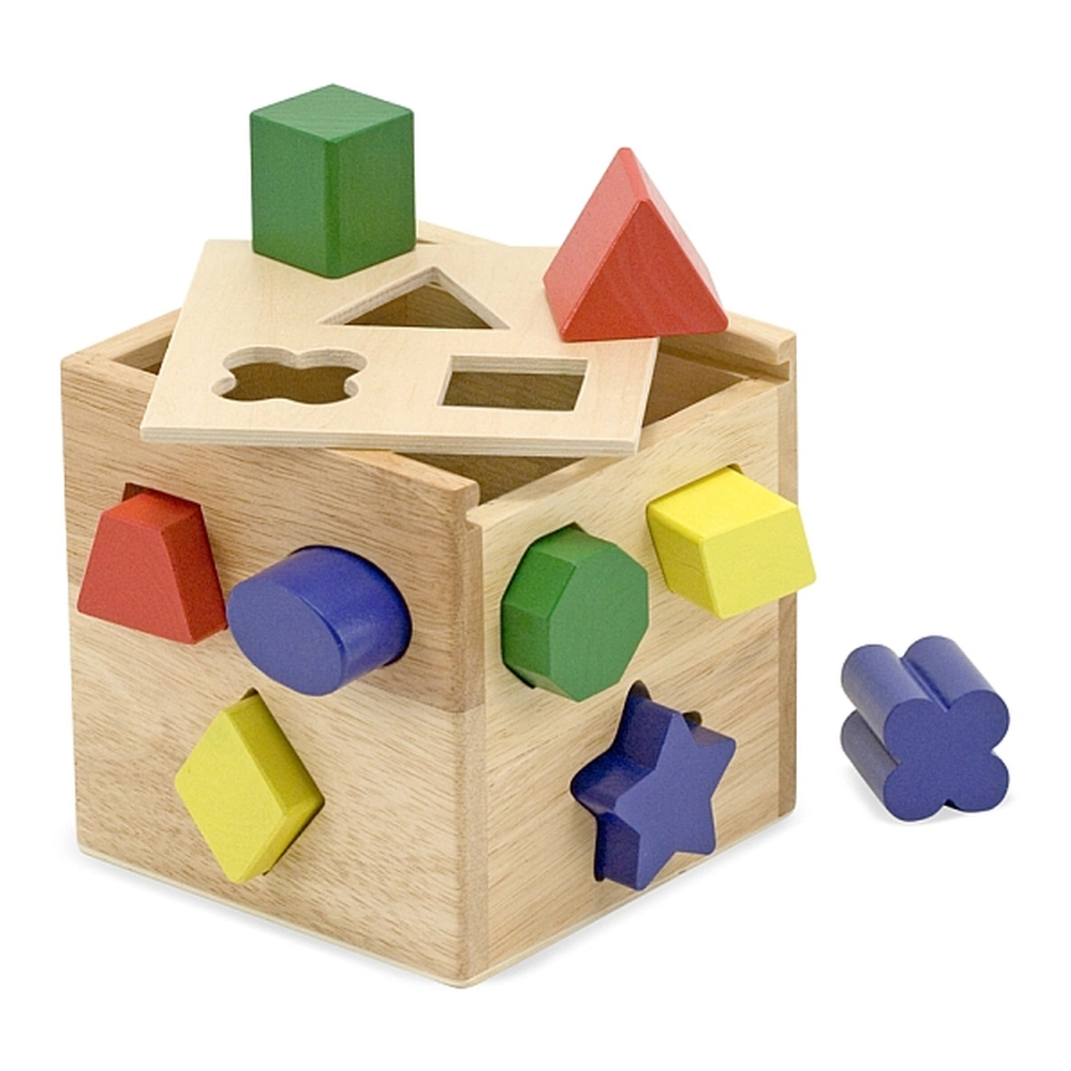 Jucarii din lemn - Cub din lemn cu forme de sortat Melissa and Doug
