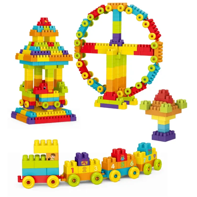 Constructii, cuburi, forme si culori - Cuburi de construit (370 piese)