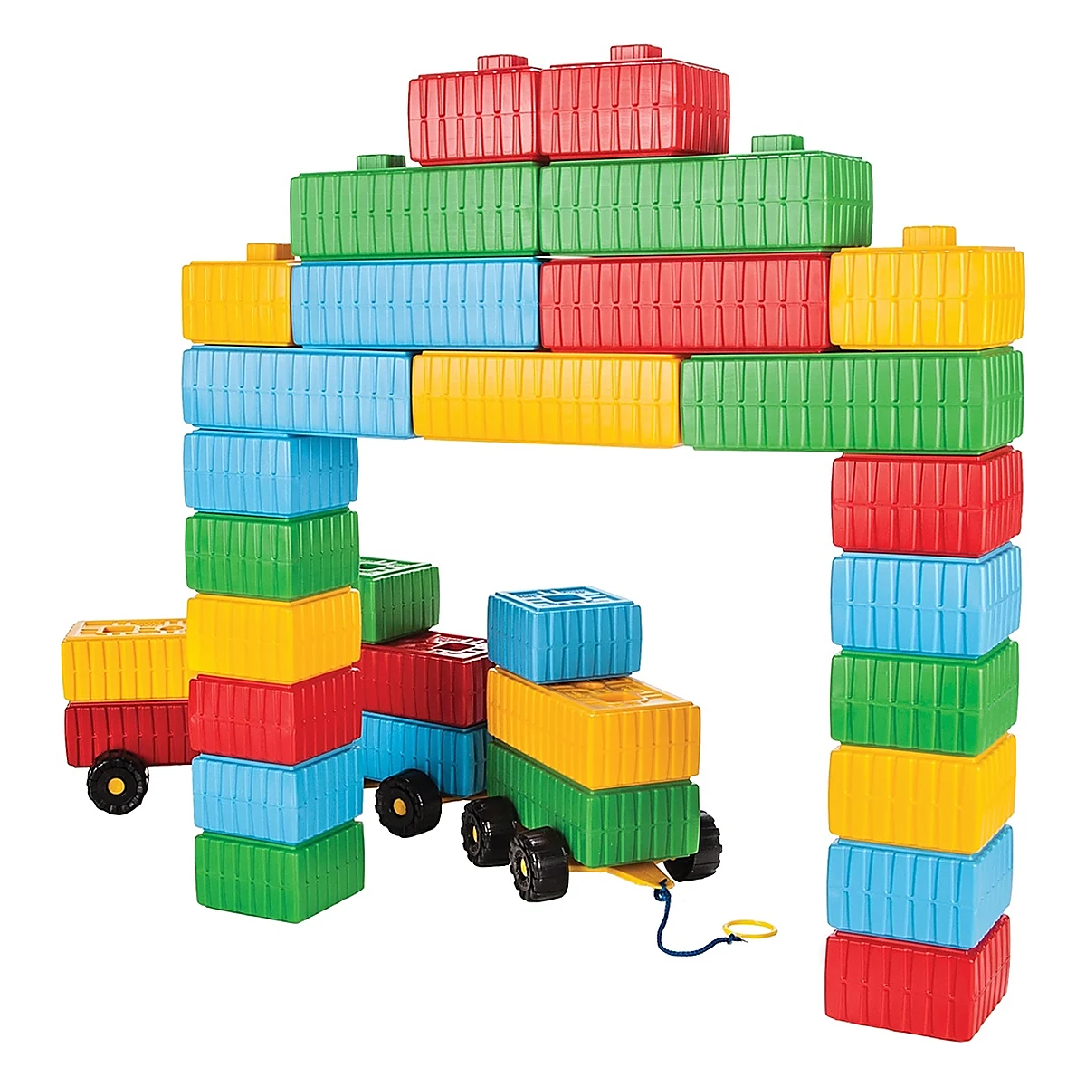 Constructii, cuburi, forme si culori - Cuburi de construit Brick Blocks and Car Set 43 piese
