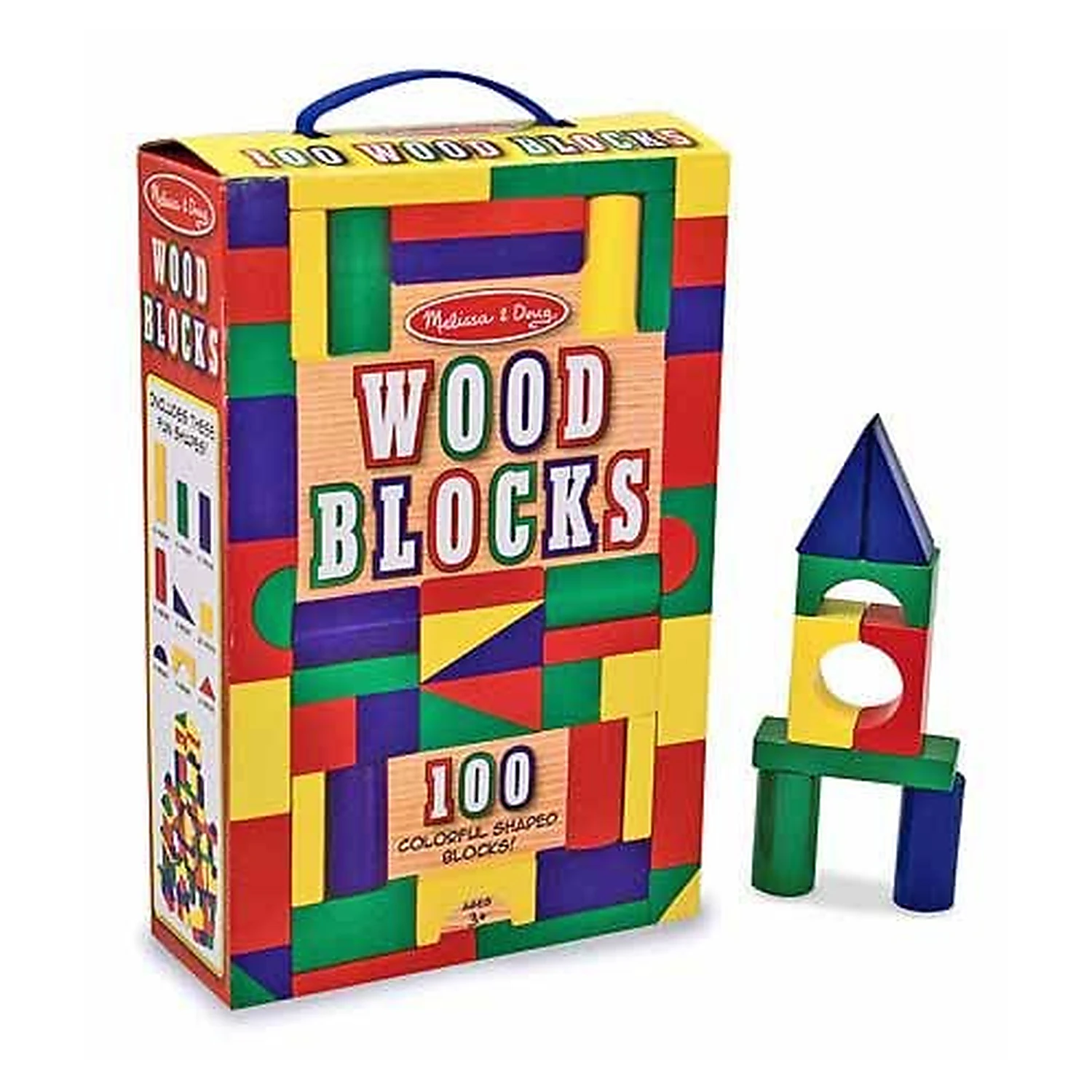 Constructii, cuburi, forme si culori - Cuburi din lemn colorate Melissa and Doug 100