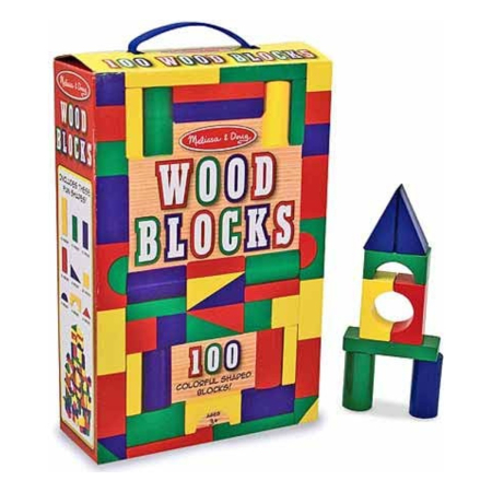 Constructii, cuburi, forme si culori - Cuburi din lemn colorate Melissa and Doug 100
