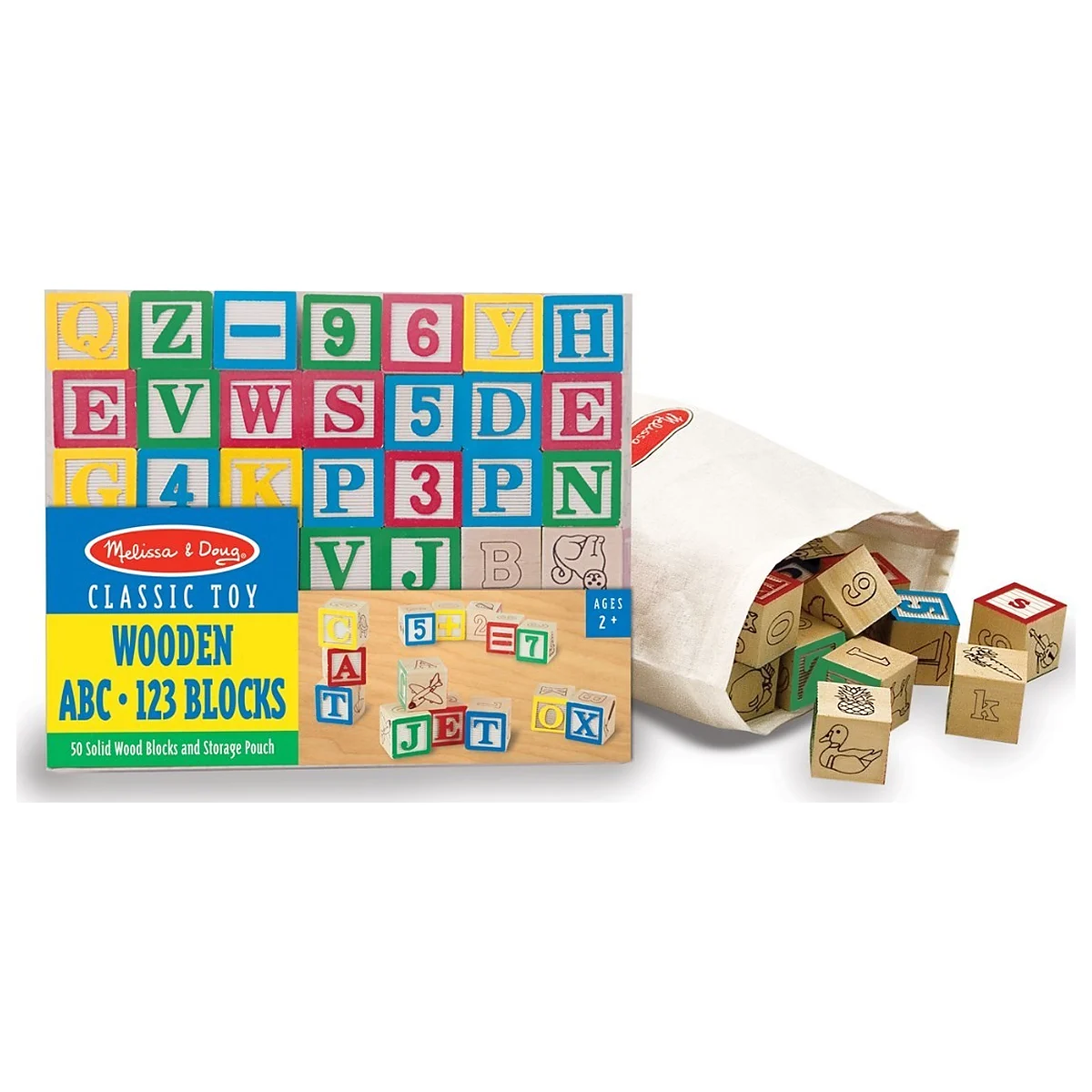 Constructii, cuburi, forme si culori - Cuburi litere si numere - 50 buc Melissa & Doug