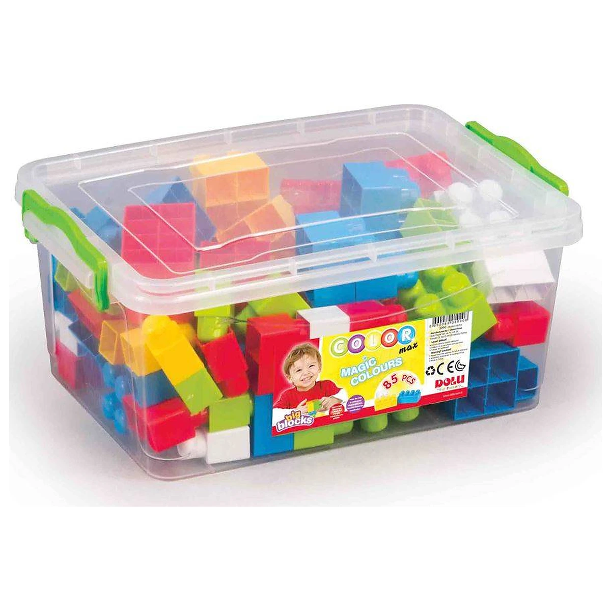 Jucarii - Cutie depozitare cu 85 cuburi DOLU 1 an+