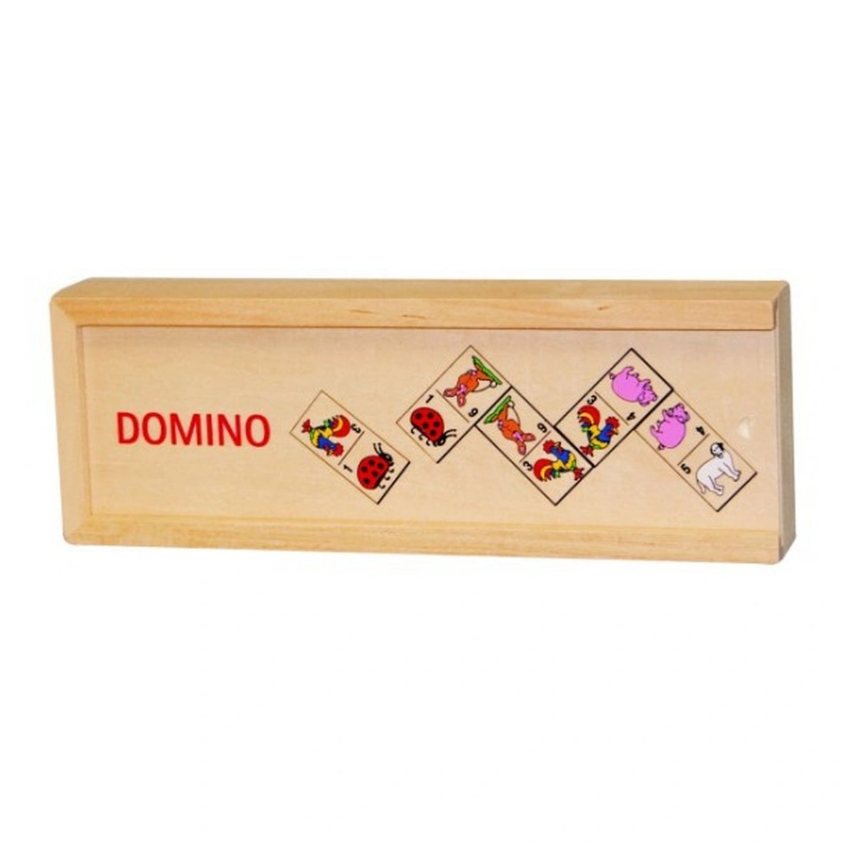 Jocuri de societate - Domino Animale in cutie de lemn
