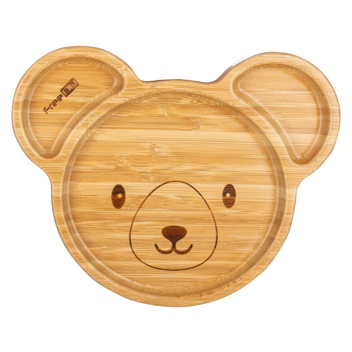 Farfurii si boluri - Farfurie compartimentata din bambus, Cu ventuza - Bear