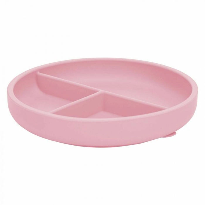 Farfurii si boluri - Farfurie compartimentata, FreeON, Silicon, Fara BPA, 18 cm, Roz