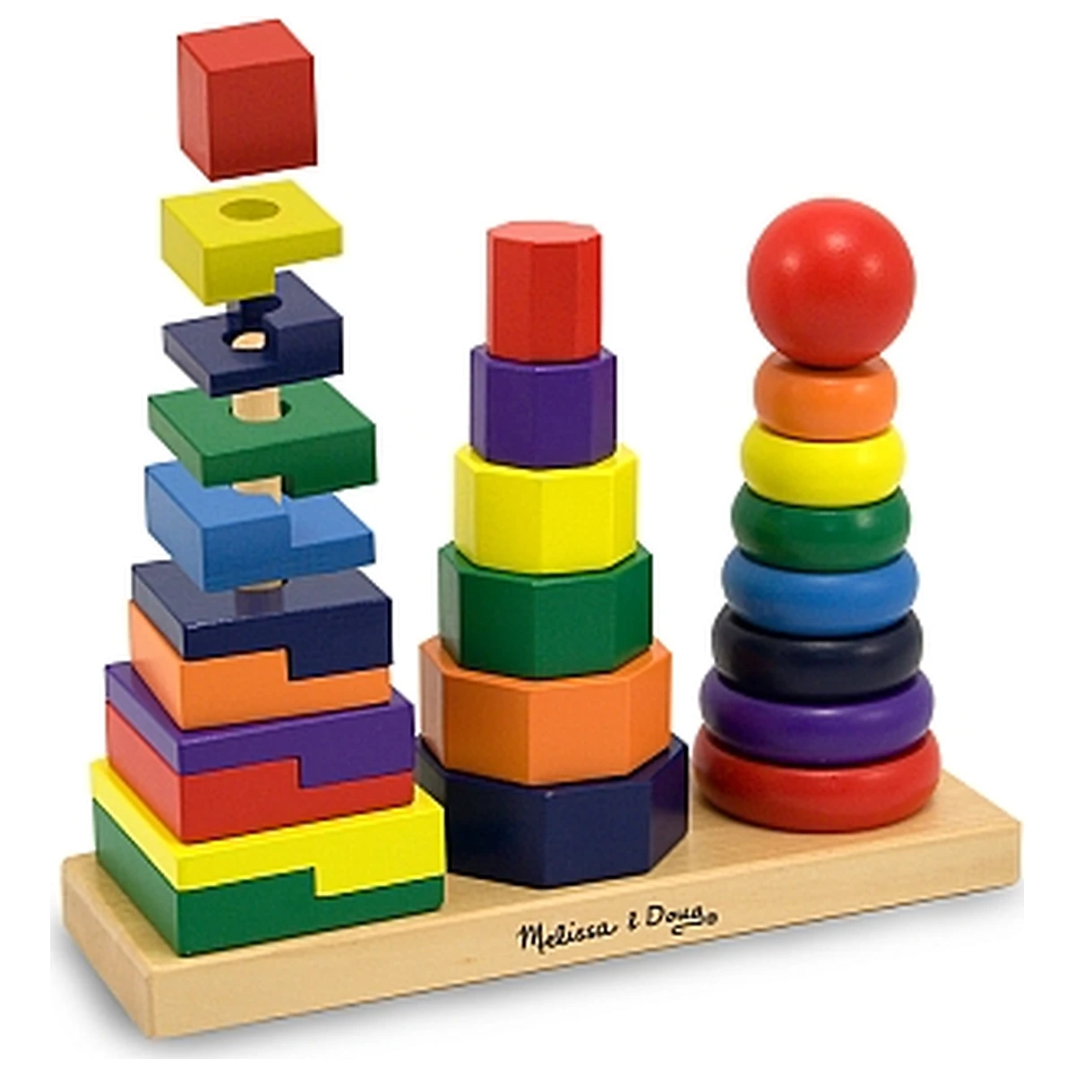 Constructii, cuburi, forme si culori - Forme geometrice de stivuit Melissa and Doug