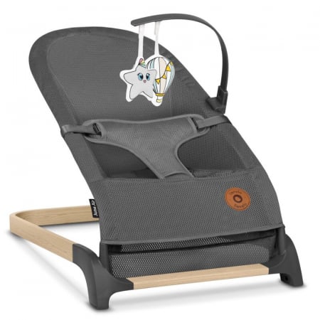 Fotoliu balansoar June AIR, Cu arcada cu jucarii, Ergonomic, Permite circulatia aerului, Balansare manuala, Pliabil, 0 luni+, Gri [2]