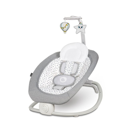 Camera copilului - Fotoliu balansoar, Lionelo, Cu vibratii, Pascal Scandi, Cu 12 melodii linistitoare, Pliabil, 80x49 cm, Gri Deschis