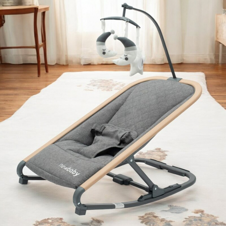 Fotoliu balansoar, New Baby, Snuggle, Pana la 9 kg, Arcada cu jucarii detasabile, Pliabil, 0 luni+, Grey [2]