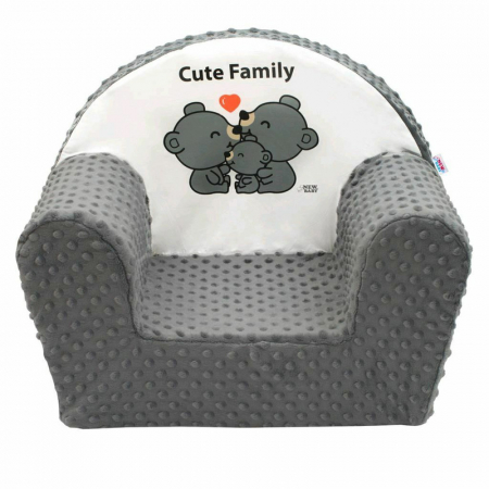 Fotoliu pentru copii, New Baby, Cute Family, 9 luni - 5 ani, Cu Husa detasabila, Gray [2]