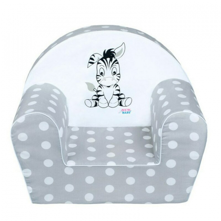 Fotoliu din burete pentru copii, New Baby, 42x53, husa din bumbac, 9 luni - 5 ani, Zebra Grey [2]